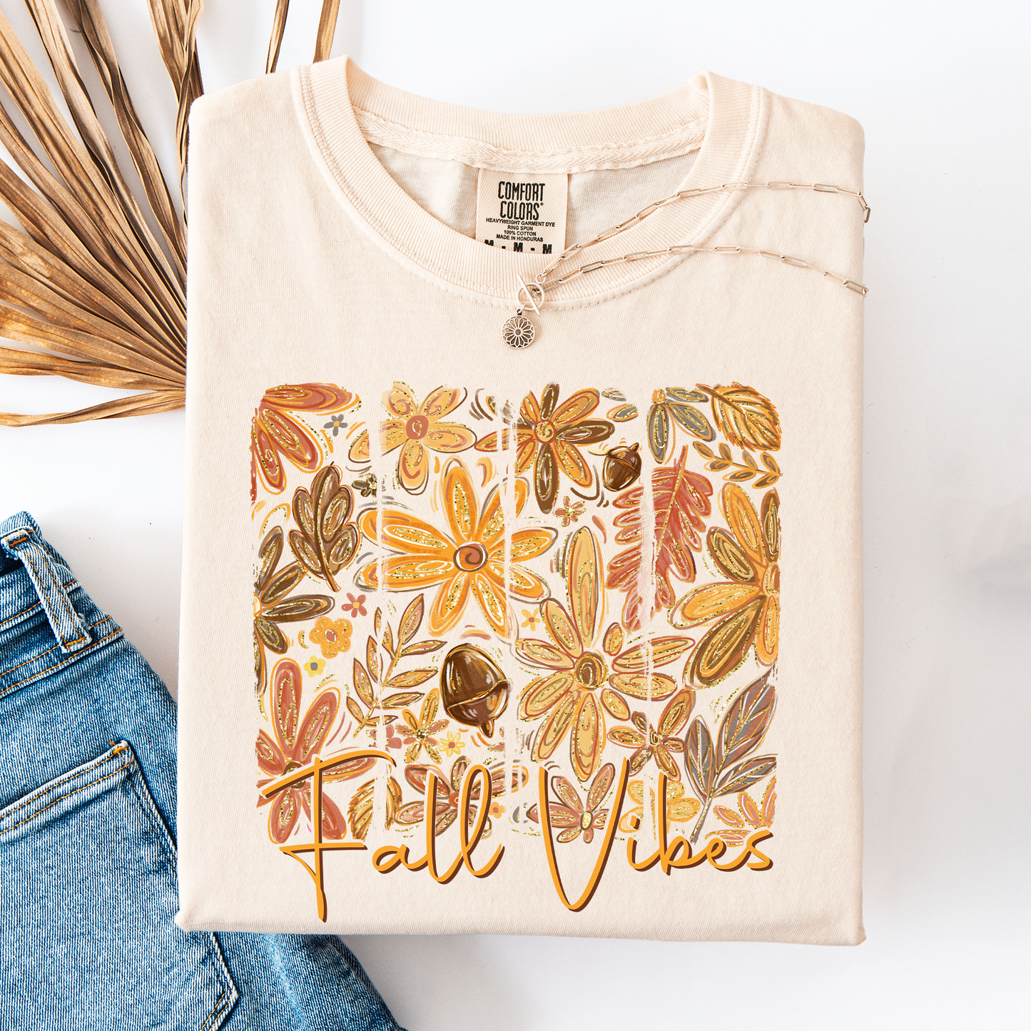Fall Vibes, Colorful Autumn Flowers, Comfort Colors T-Shirt