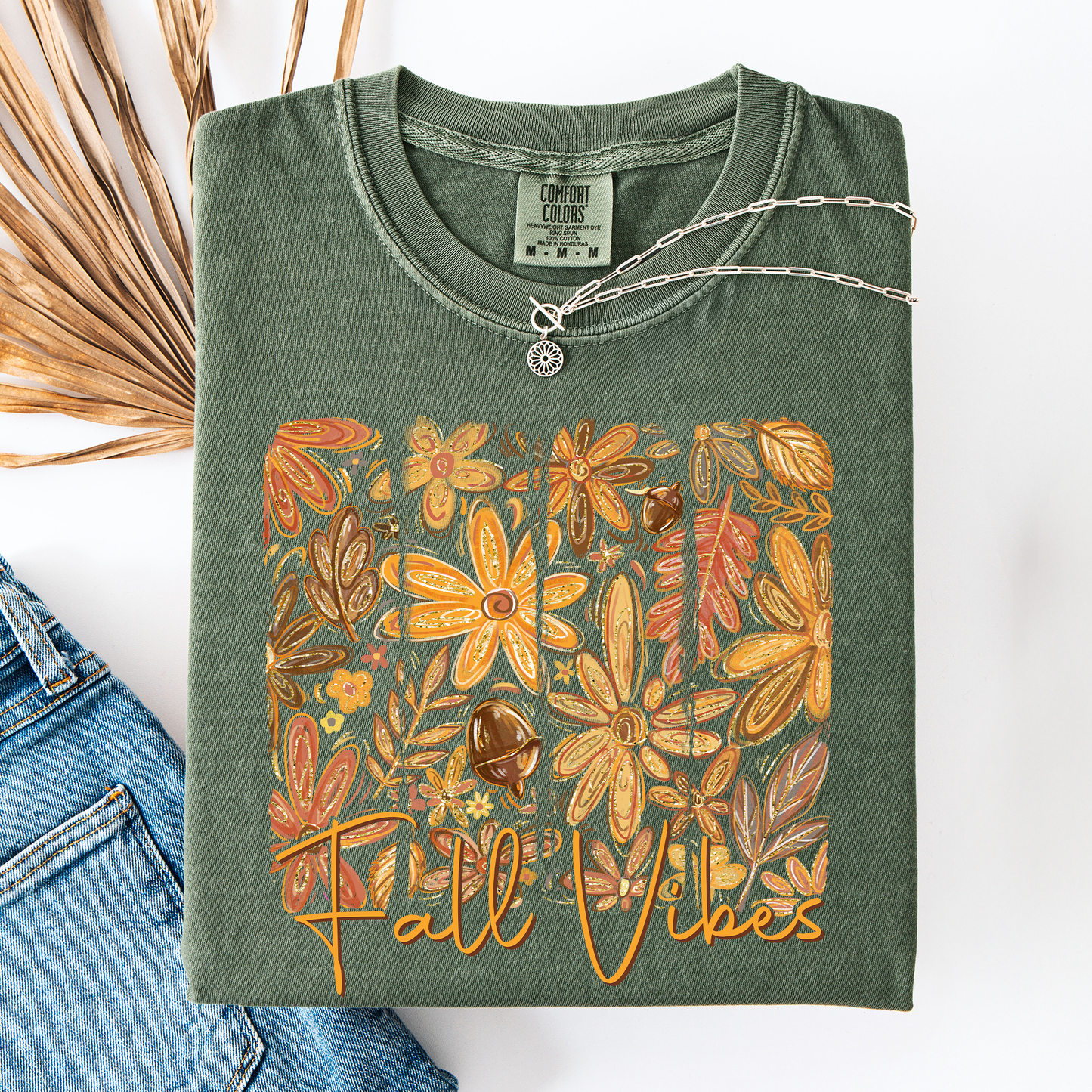 Fall Vibes, Colorful Autumn Flowers, Comfort Colors T-Shirt