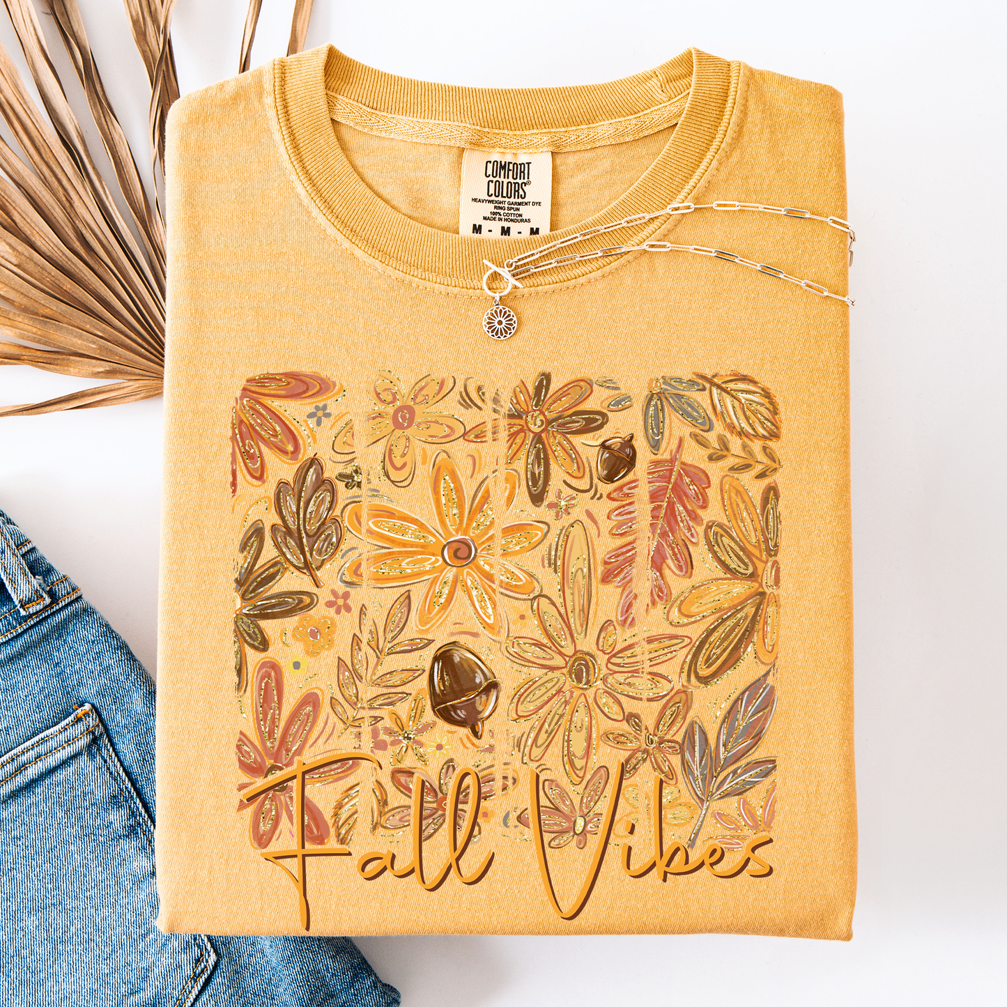 Fall Vibes, Colorful Autumn Flowers, Comfort Colors T-Shirt