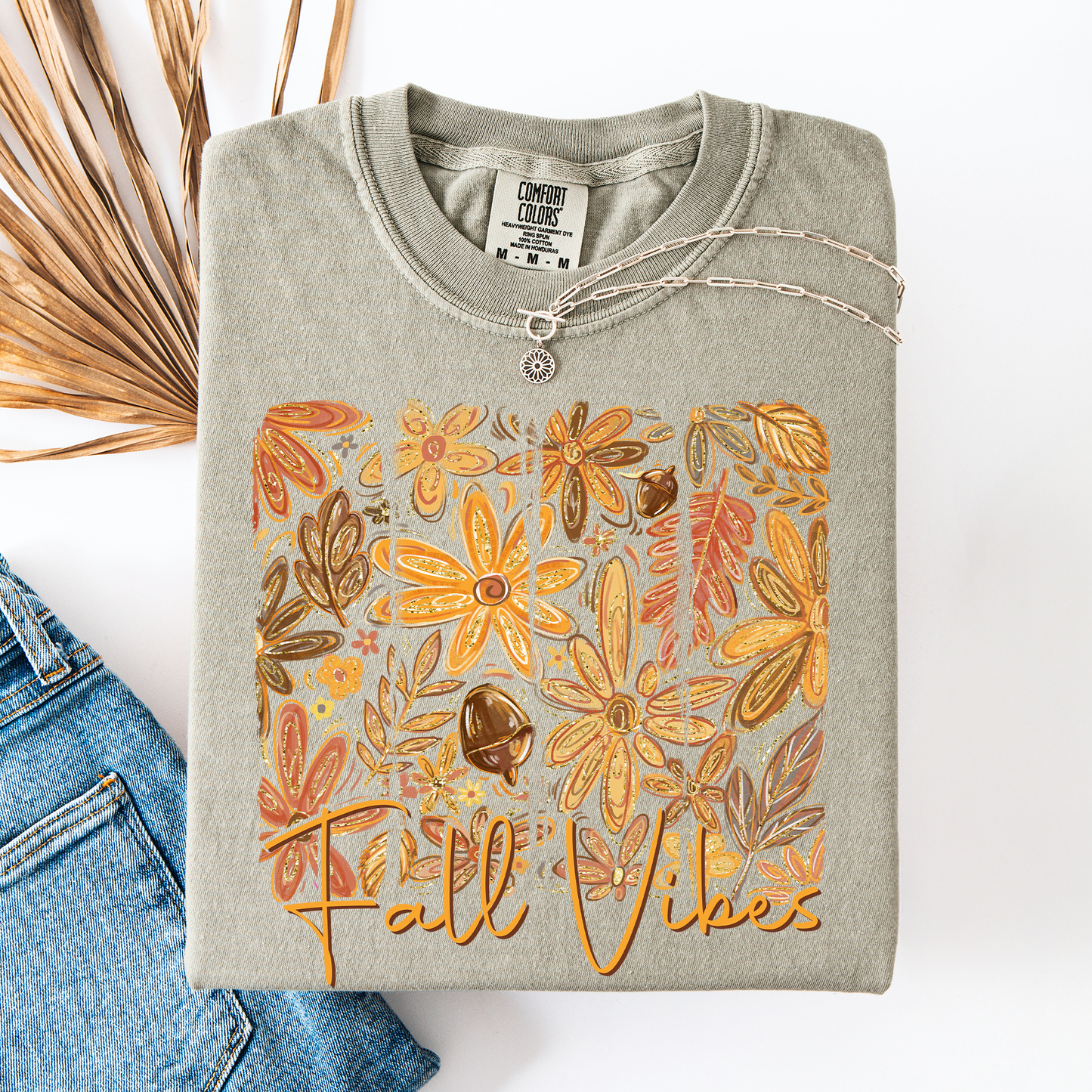 Fall Vibes, Colorful Autumn Flowers, Comfort Colors T-Shirt