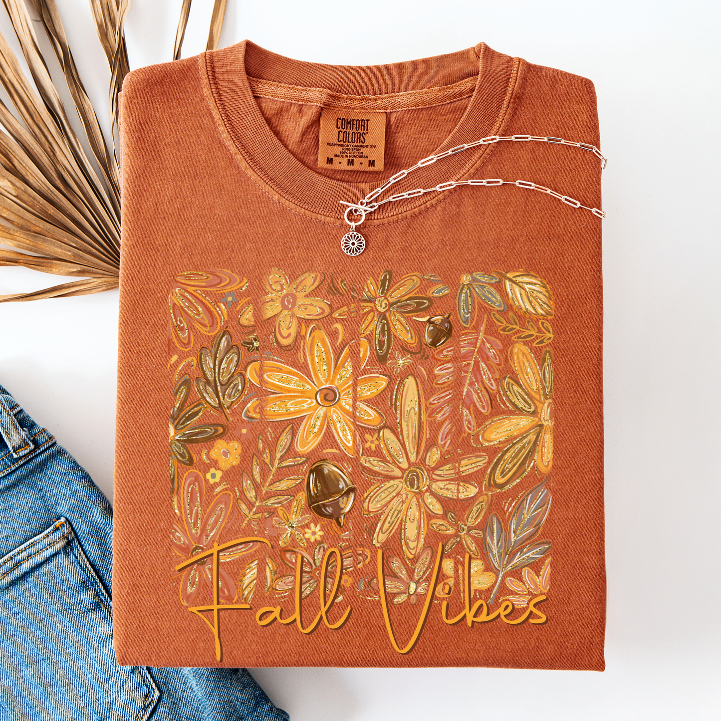 Fall Vibes, Colorful Autumn Flowers, Comfort Colors T-Shirt