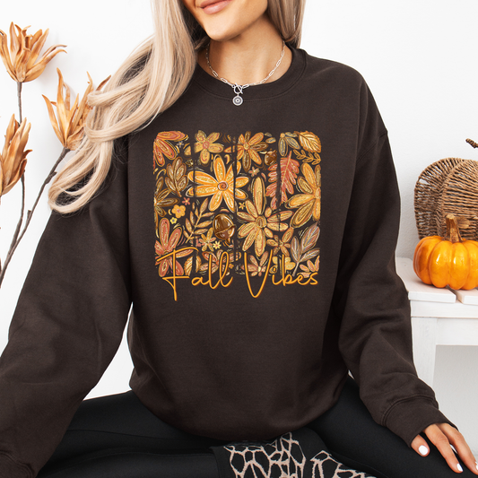 Fall Vibes, Colorful Autumn Flowers Sweatshirt