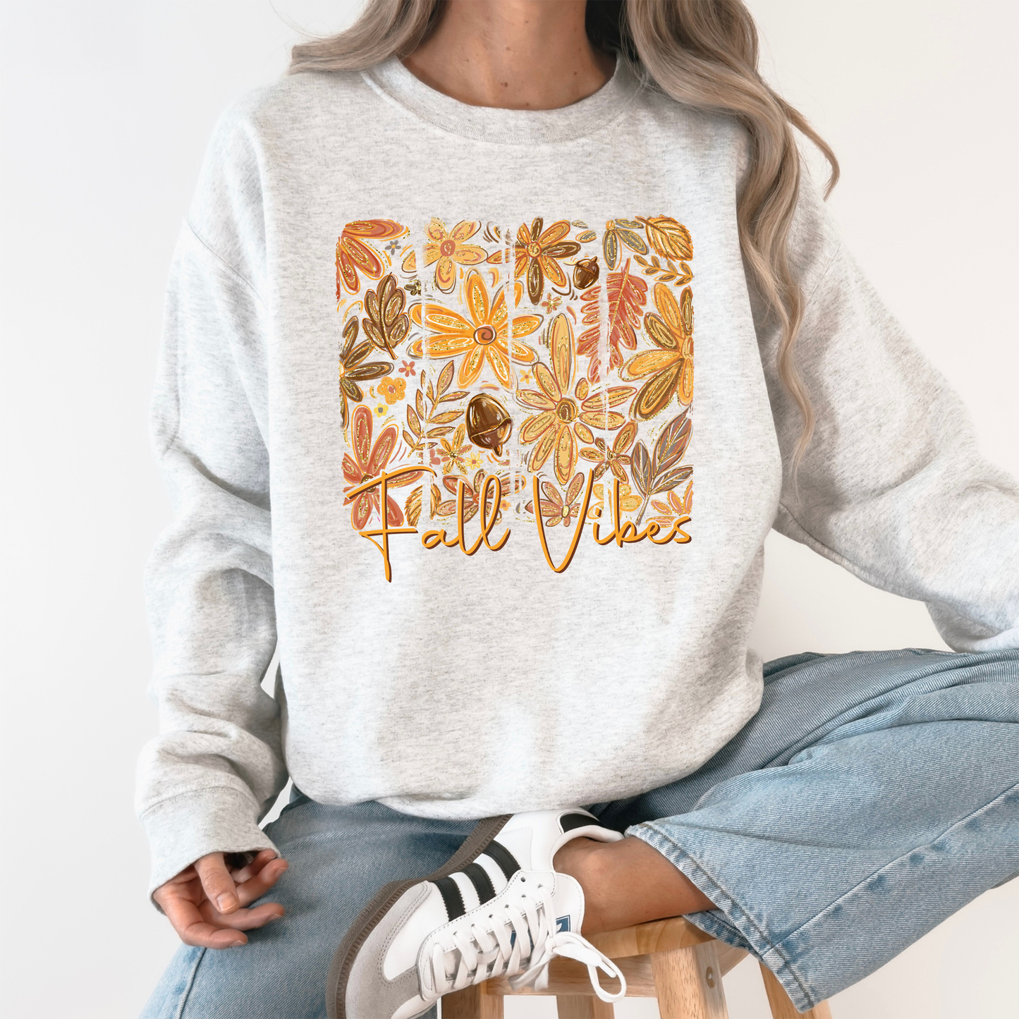 Fall Vibes, Colorful Autumn Flowers Sweatshirt