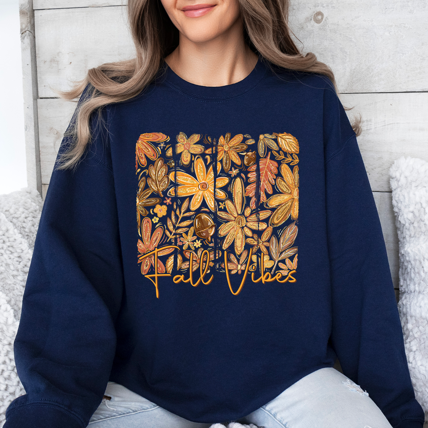 Fall Vibes, Colorful Autumn Flowers Sweatshirt