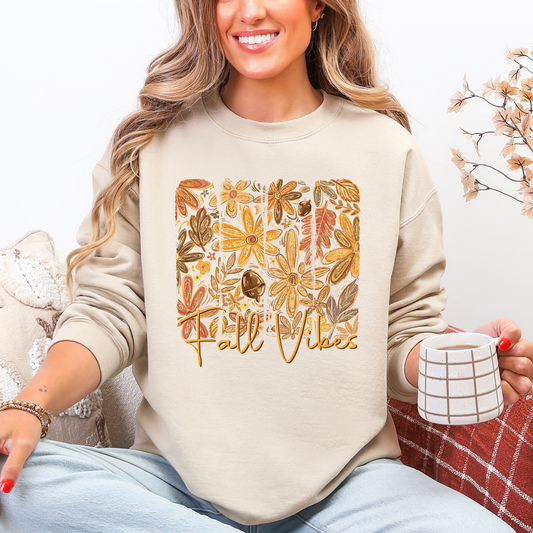 Fall Vibes, Colorful Autumn Flowers Sweatshirt
