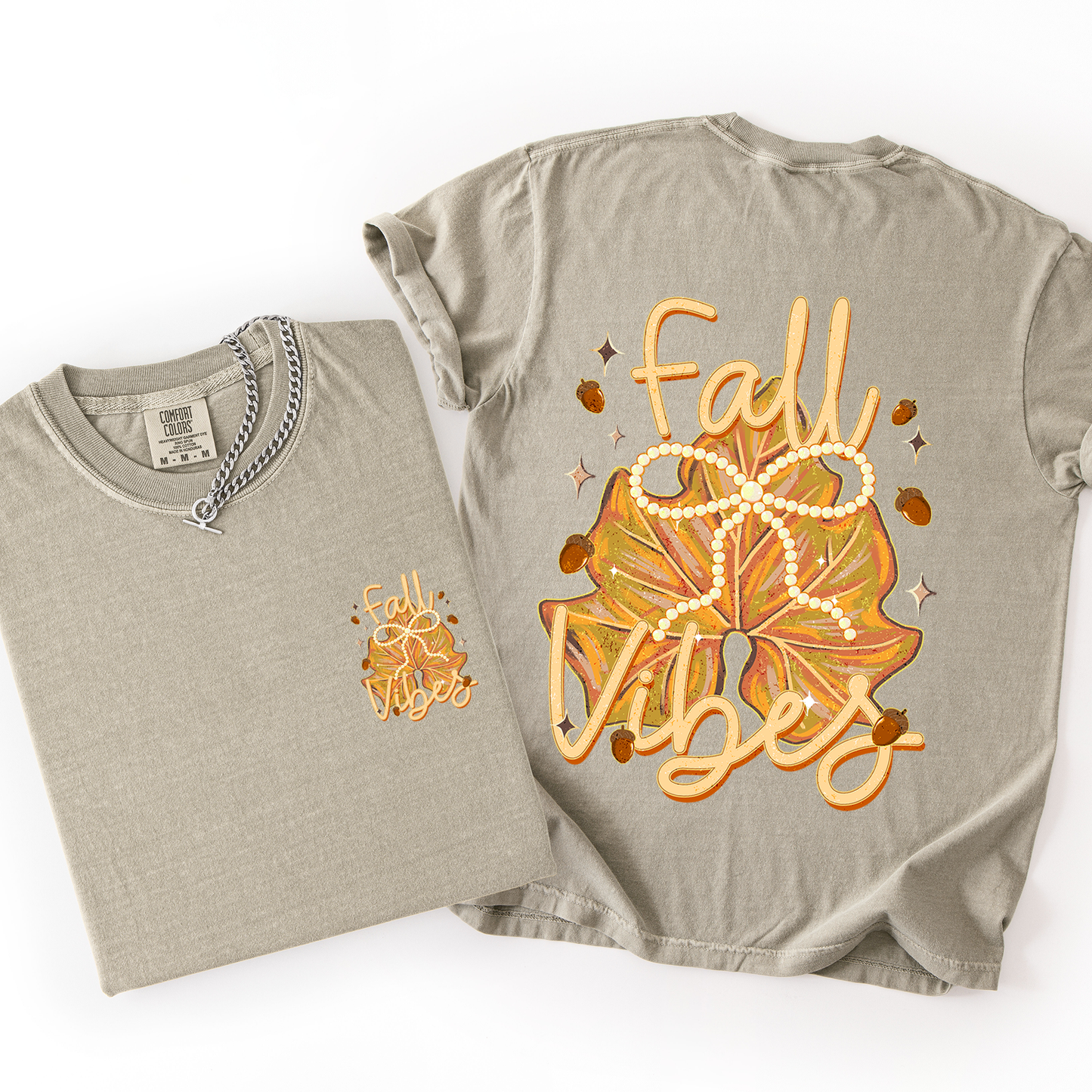 Fall Vibes, Coquette, Front and Back, Leaves, Autumn, Comfort Colors T-Shirt