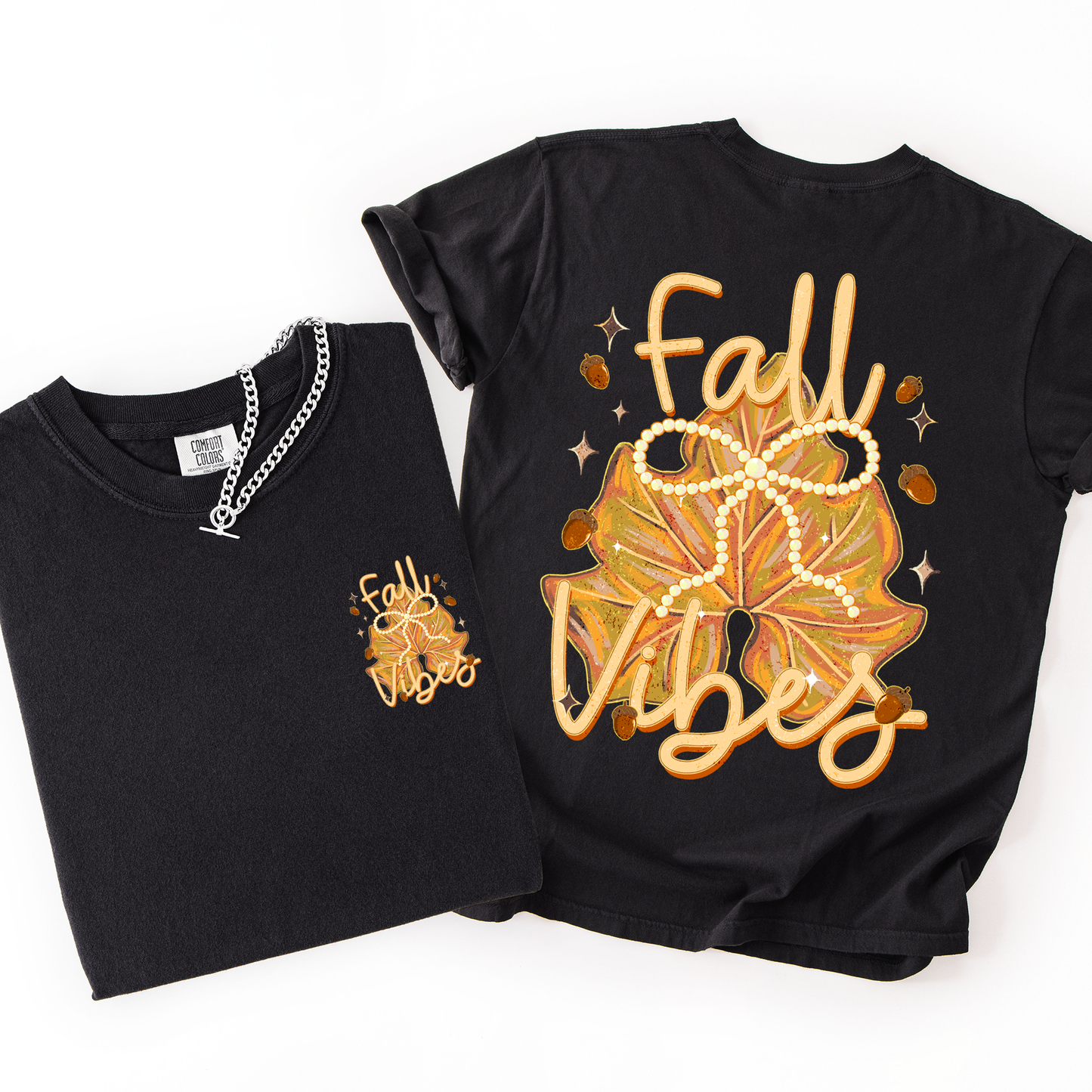 Fall Vibes, Coquette, Front and Back, Leaves, Autumn, Comfort Colors T-Shirt