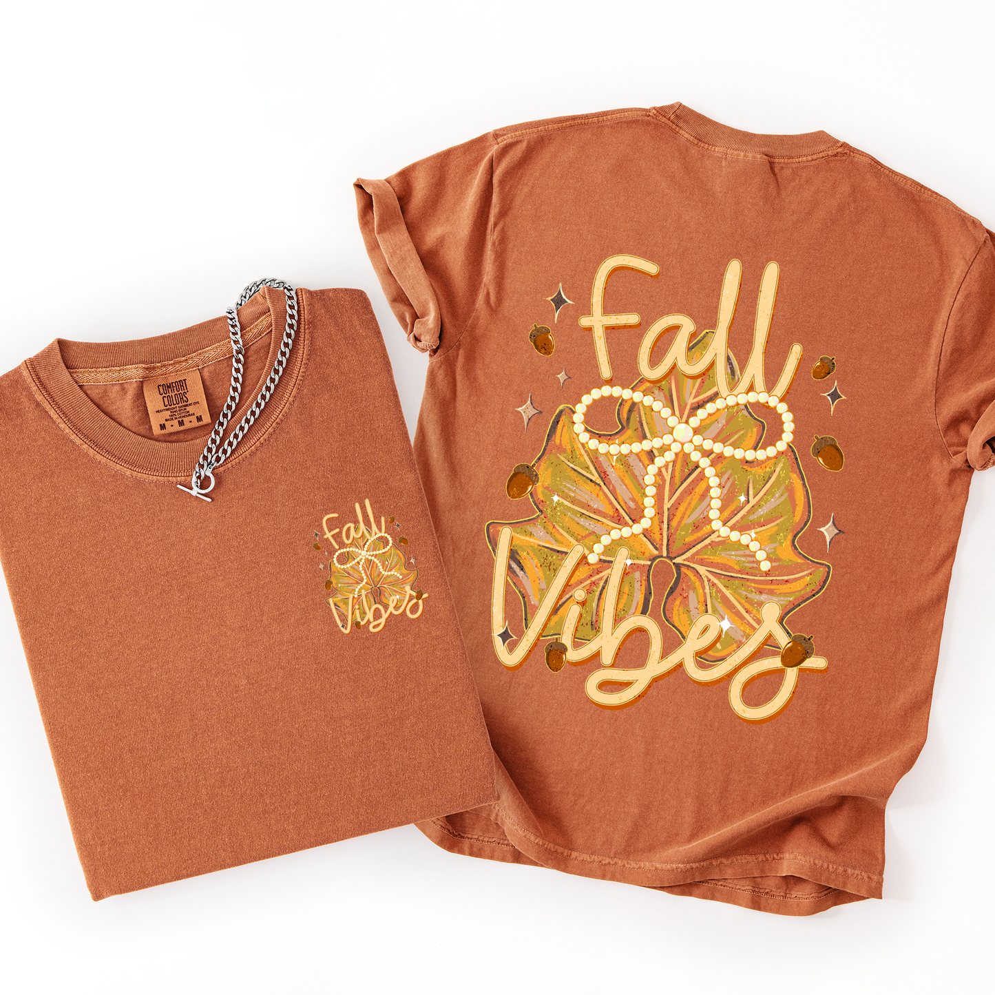 Fall Vibes, Coquette, Front and Back, Leaves, Autumn, Comfort Colors T-Shirt