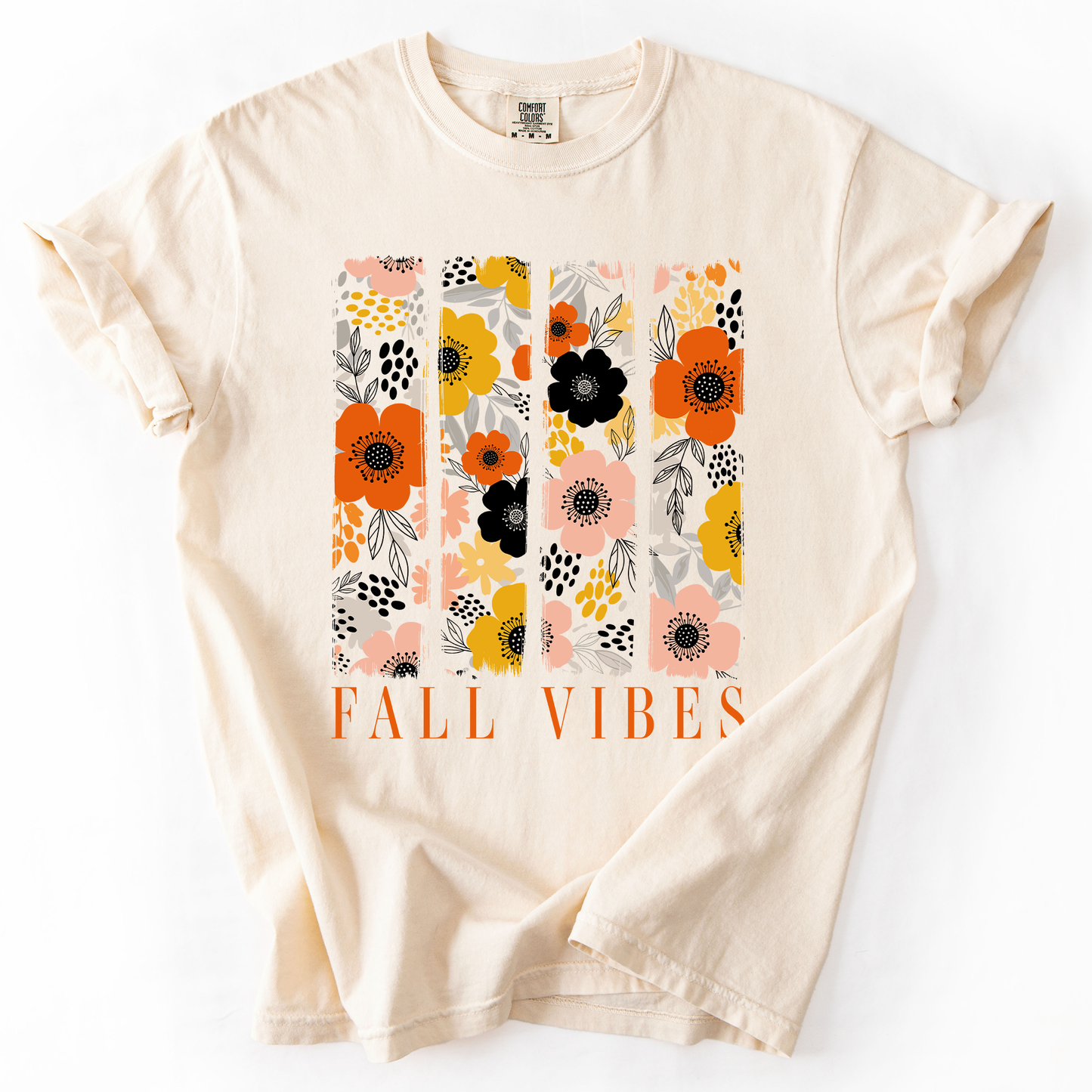 Fall Vibes, Floral Stripes, Beautiful Autumn, Comfort Colors T-Shirt