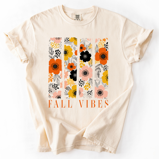 Fall Vibes, Floral Stripes, Beautiful Autumn, Comfort Colors T-Shirt
