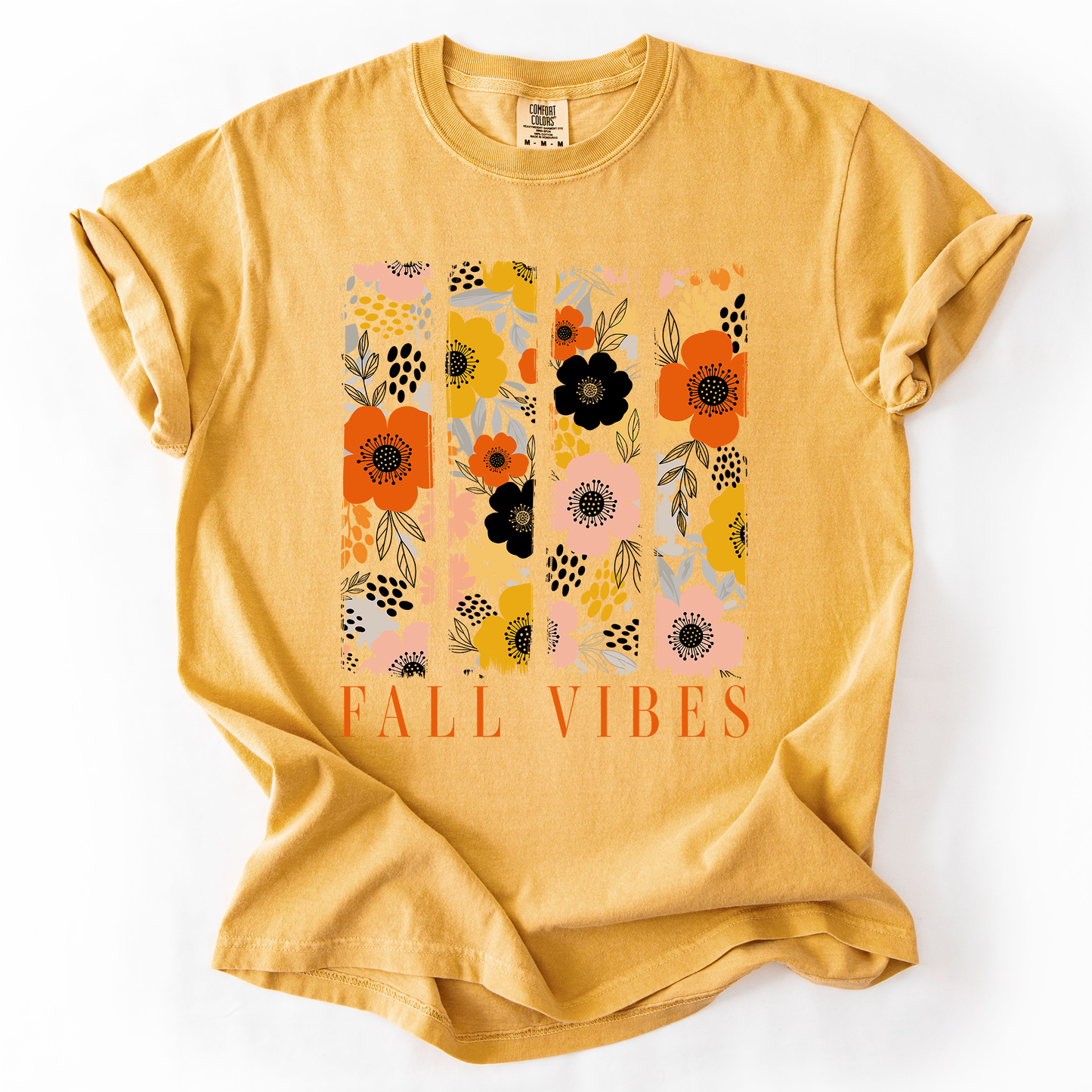 Fall Vibes, Floral Stripes, Beautiful Autumn, Comfort Colors T-Shirt