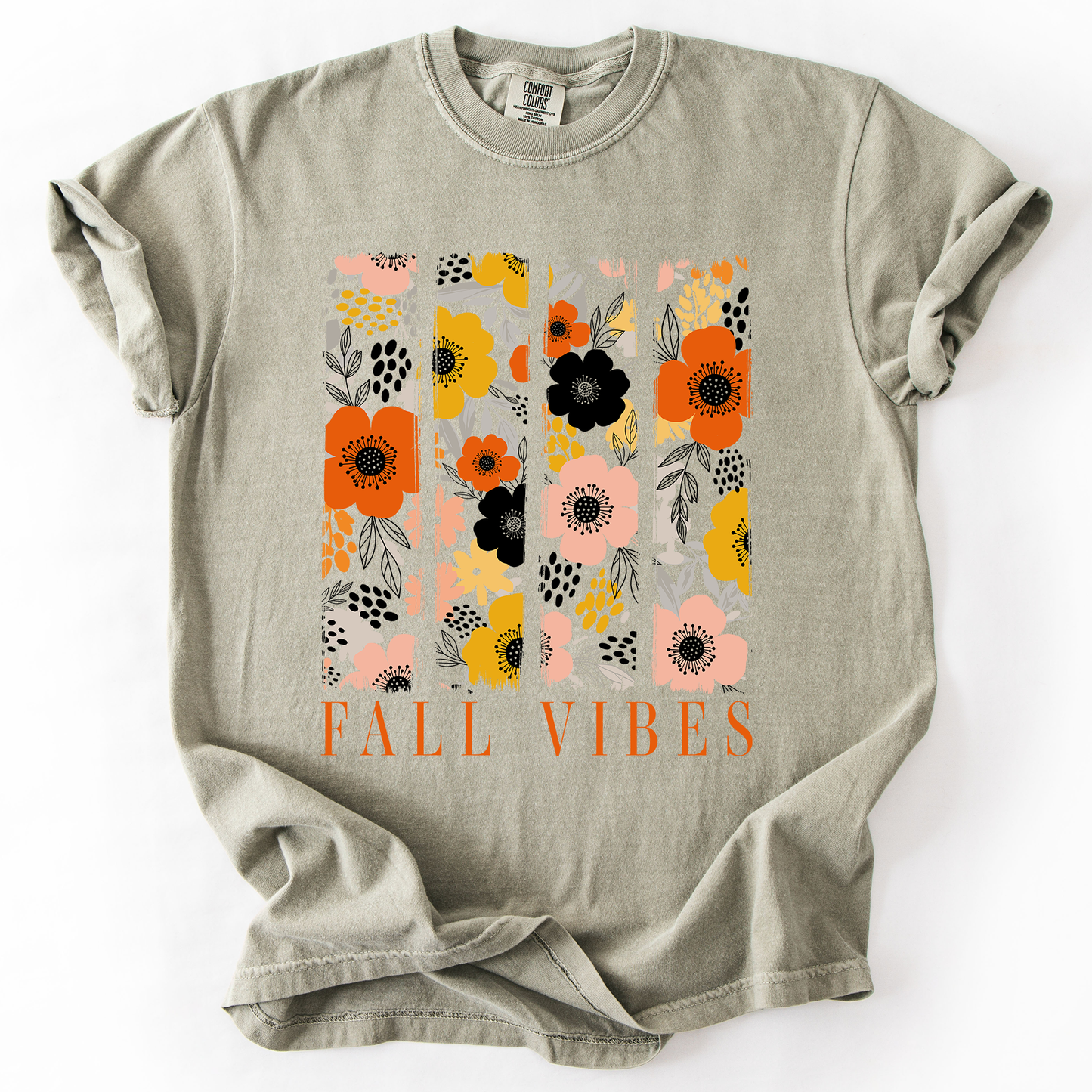 Fall Vibes, Floral Stripes, Beautiful Autumn, Comfort Colors T-Shirt