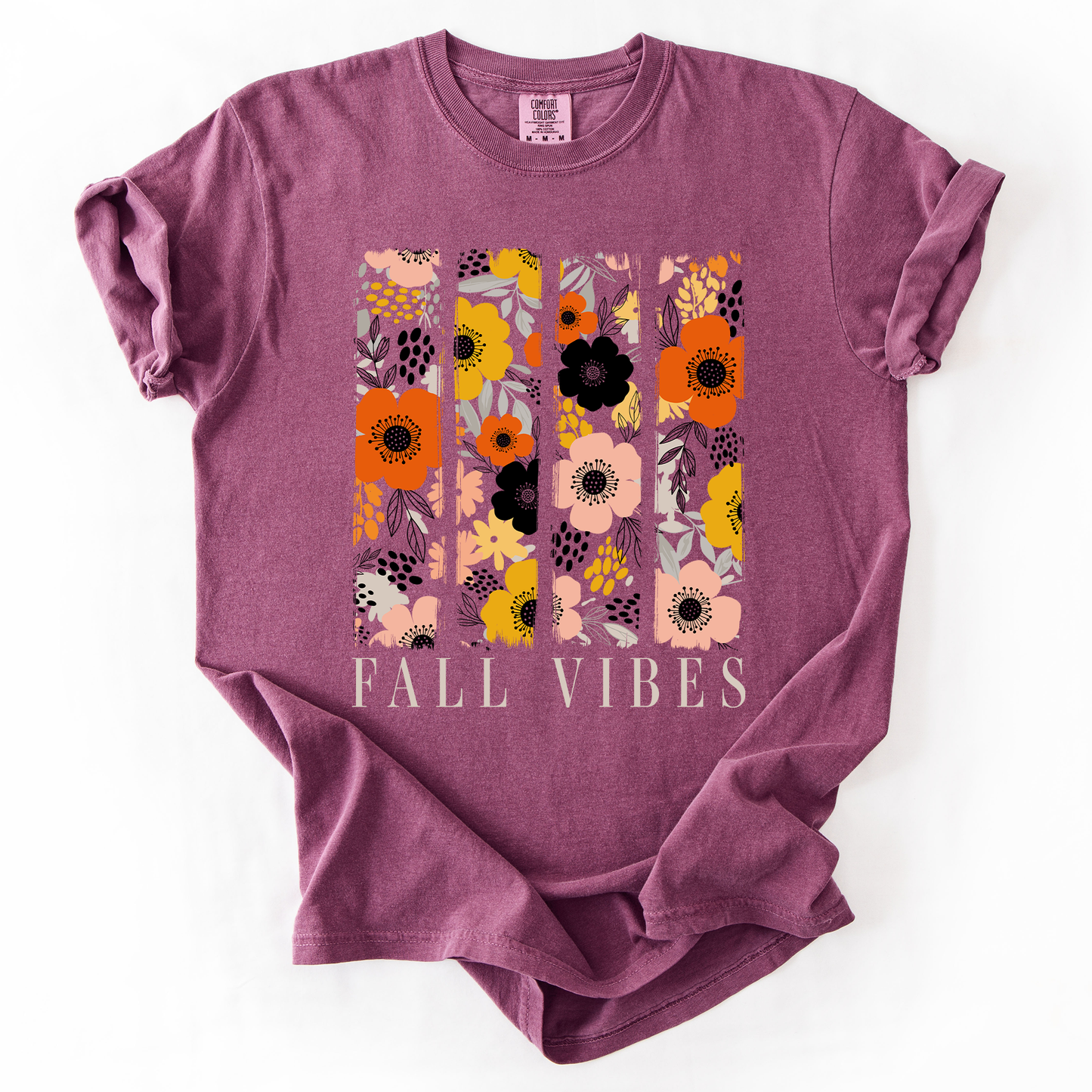Fall Vibes, Floral Stripes, Beautiful Autumn, Comfort Colors T-Shirt