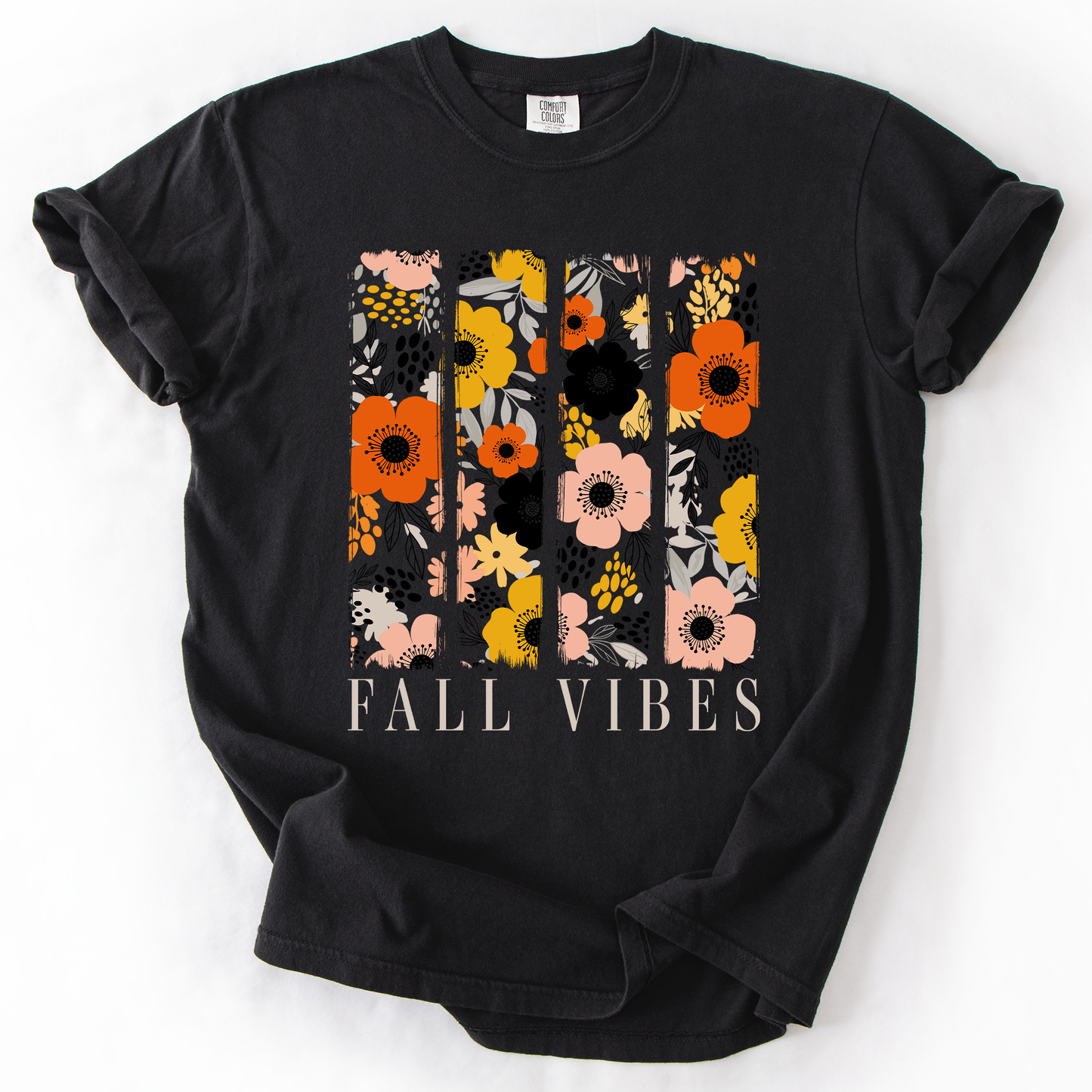 Fall Vibes, Floral Stripes, Beautiful Autumn, Comfort Colors T-Shirt