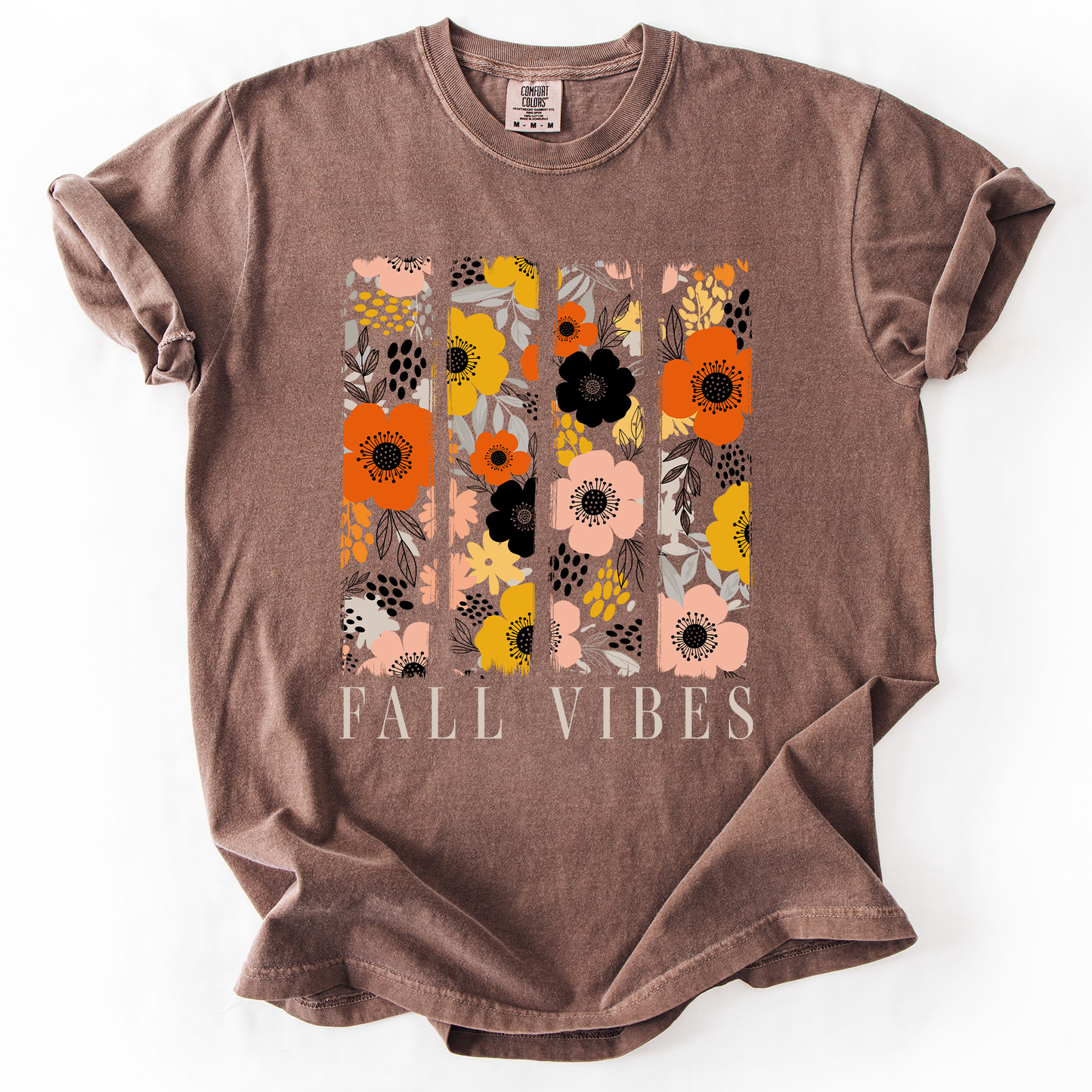 Fall Vibes, Floral Stripes, Beautiful Autumn, Comfort Colors T-Shirt