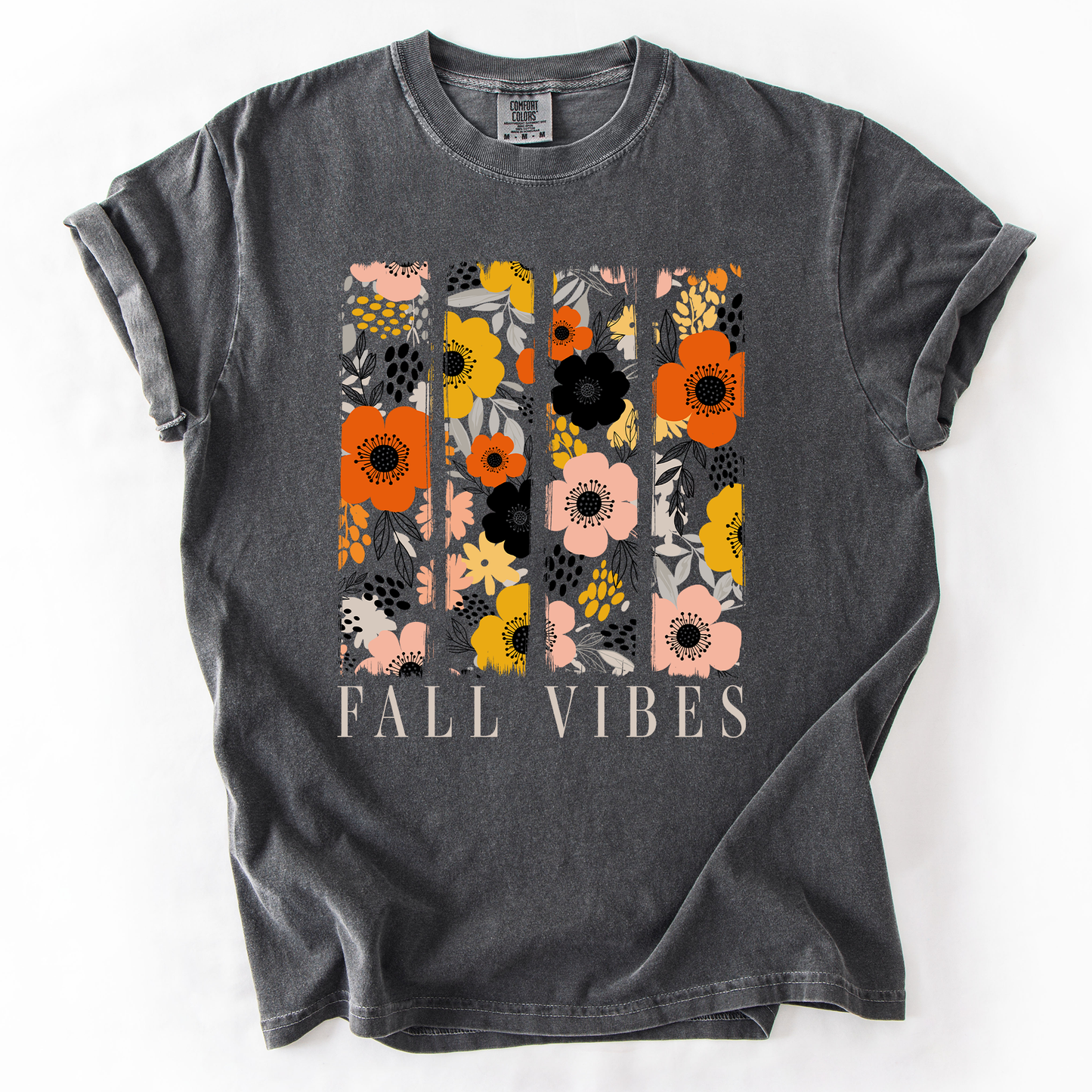 Fall Vibes, Floral Stripes, Beautiful Autumn, Comfort Colors T-Shirt