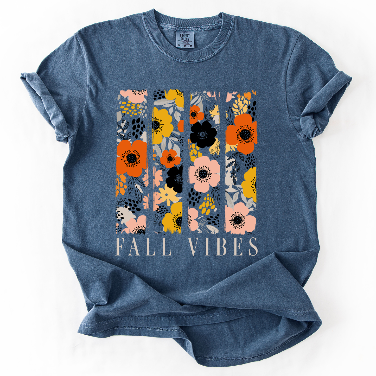Fall Vibes, Floral Stripes, Beautiful Autumn, Comfort Colors T-Shirt