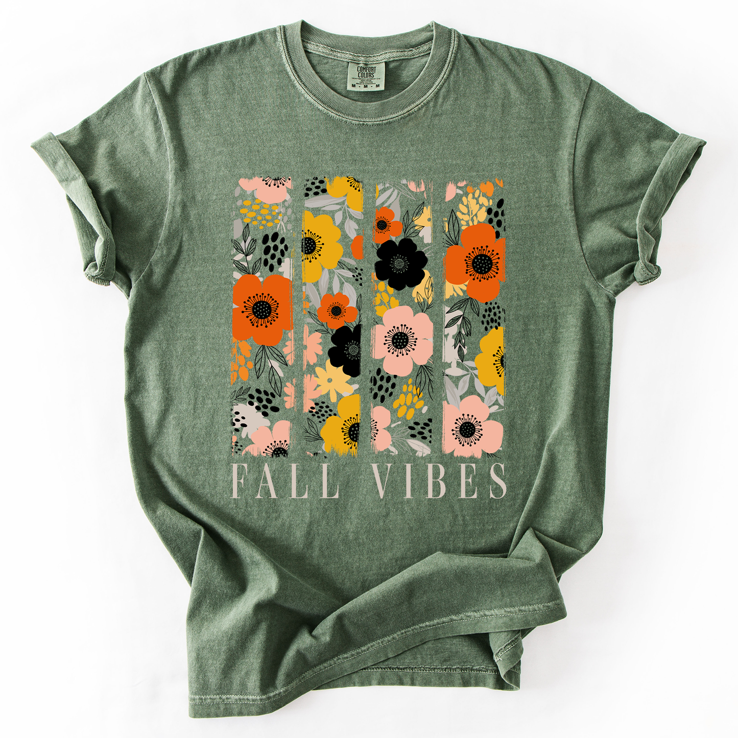 Fall Vibes, Floral Stripes, Beautiful Autumn, Comfort Colors T-Shirt