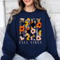 Fall Vibes, Floral Stripes, Beautiful Autumn Sweatshirt