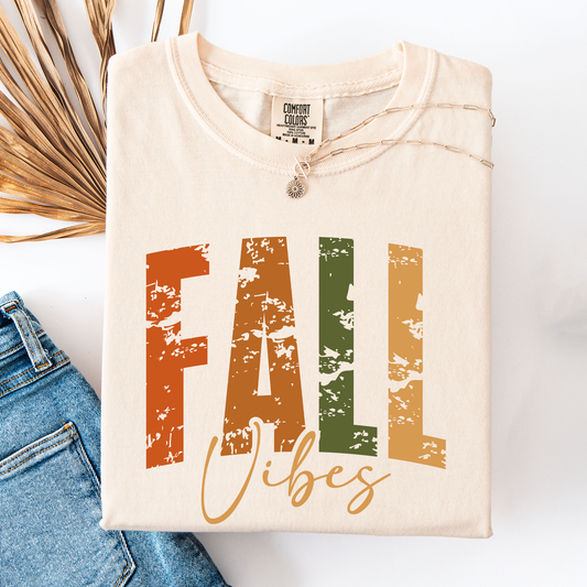 Fall Vibes, Retro Varsity, Autumn, Pumpkin, Comfort Colors T-Shirt