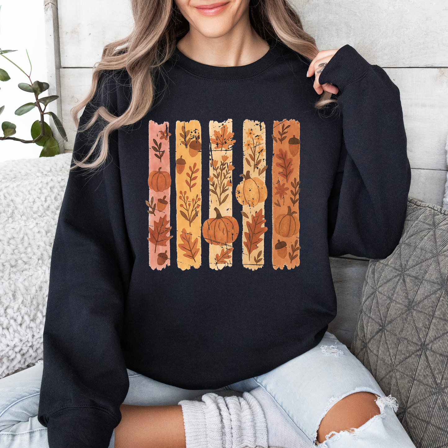 Fall, Brush Stroke, Floral, Pumpkin, Autumn Sweatshirt