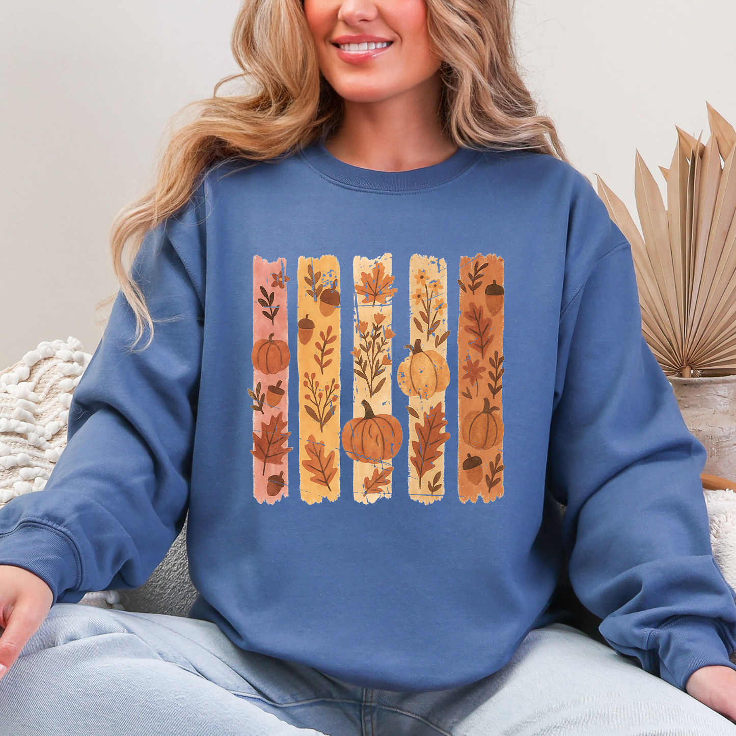 Fall, Brush Stroke, Floral, Pumpkin, Autumn Sweatshirt