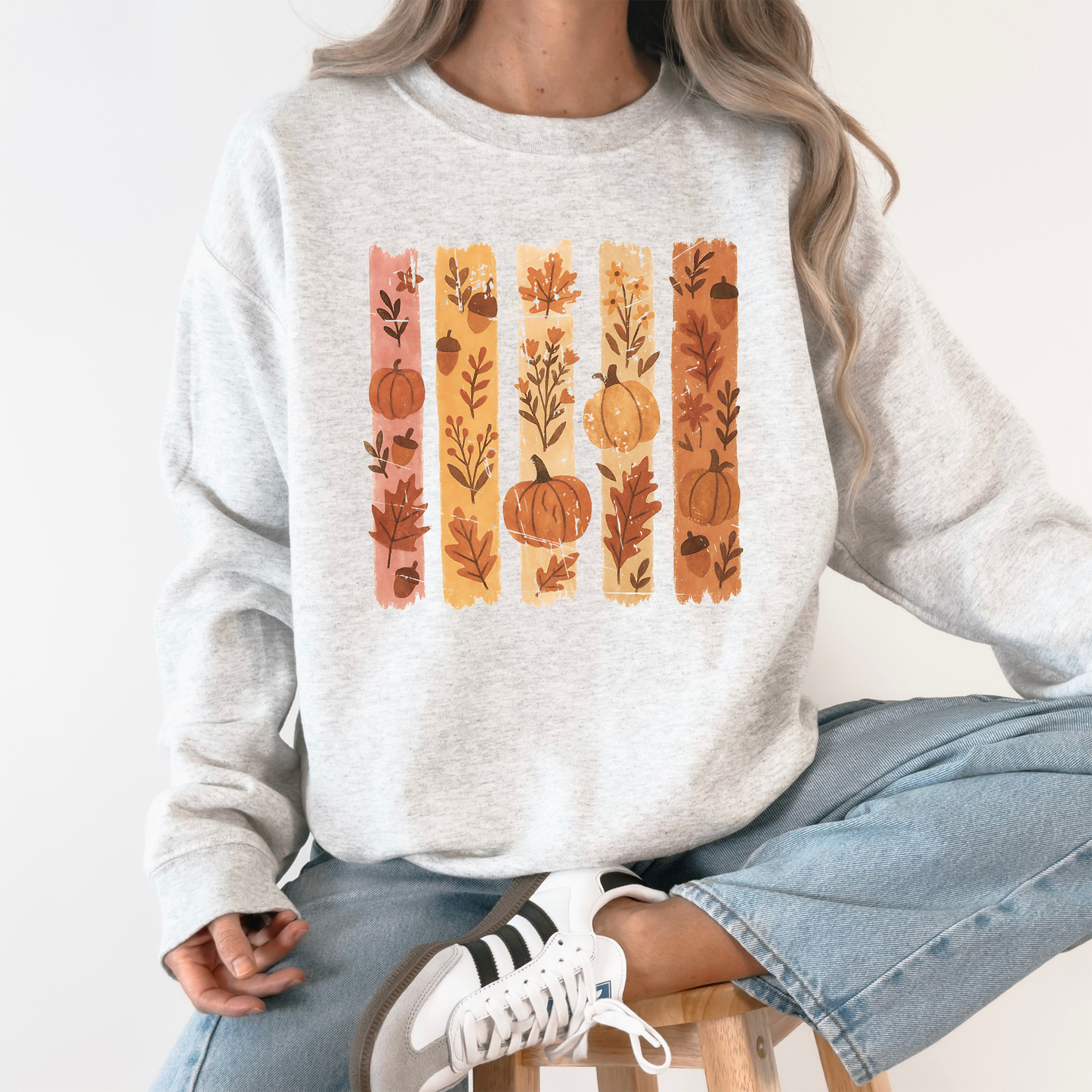 Fall, Brush Stroke, Floral, Pumpkin, Autumn Sweatshirt