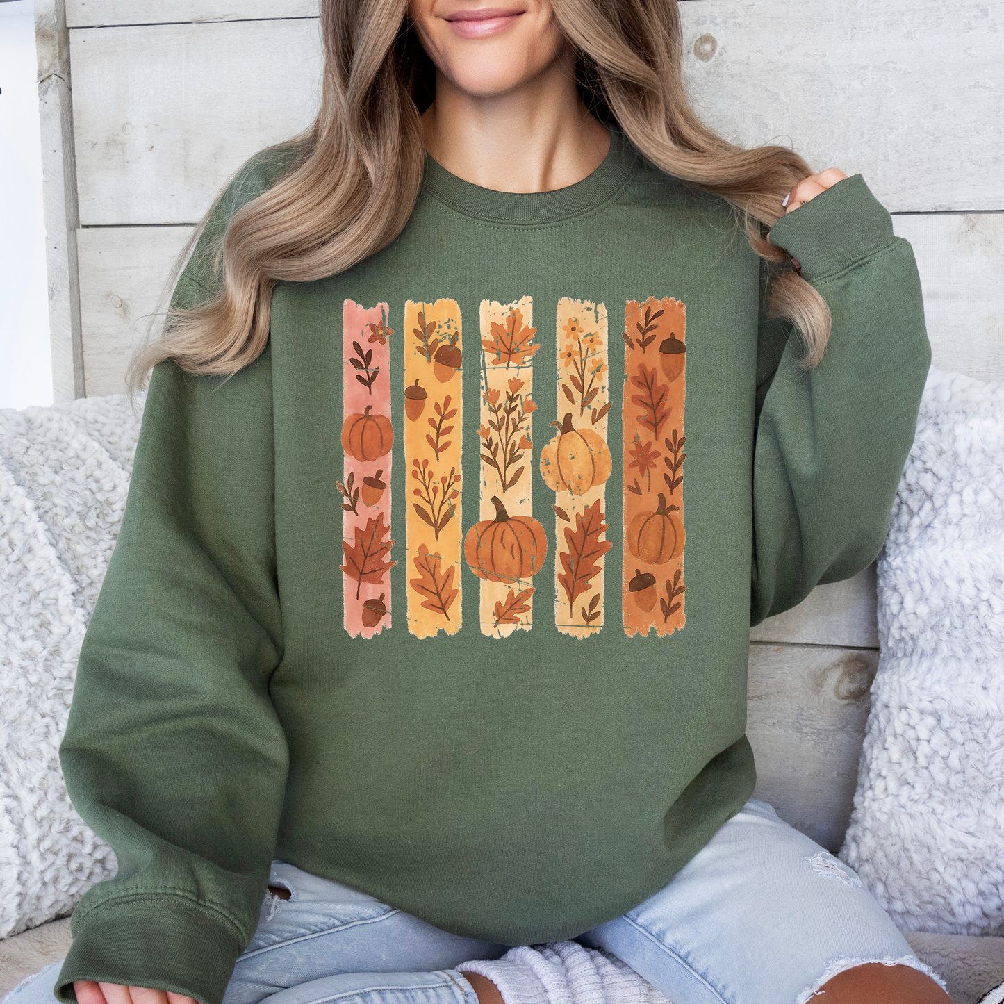Fall, Brush Stroke, Floral, Pumpkin, Autumn Sweatshirt