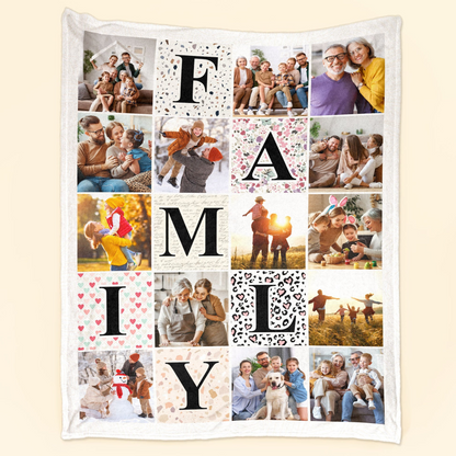 Custom Photo Family Photo Collage - Personalized Custom Blanket - Gift For Mom, Dad, Nana, Papa