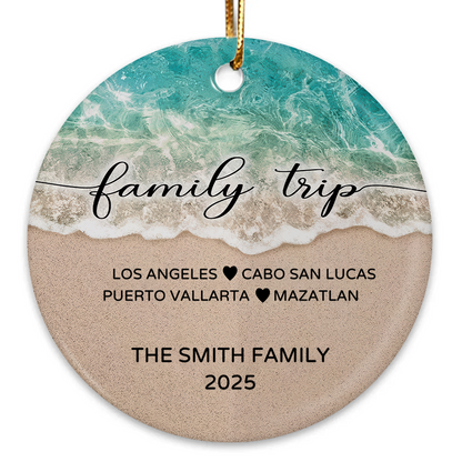 Family Beach Vacation - Personalized Ceramic Ornament - Christmas Gift for Family Members