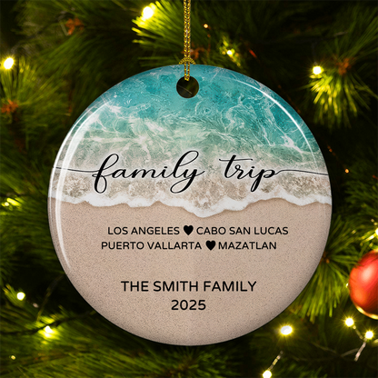 Family Beach Vacation - Personalized Ceramic Ornament - Christmas Gift for Family Members
