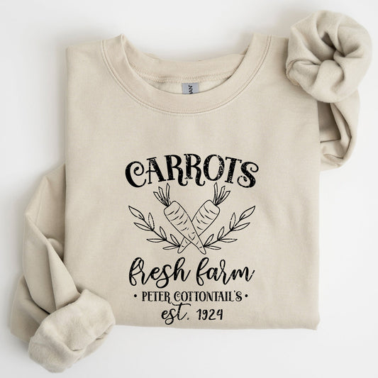 Farm Fresh Carrots, Peter Cottontail, Retro Farm Sign, Easter Sweatshirt