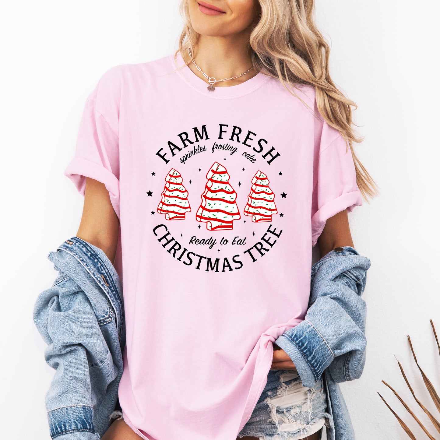 Farm Fresh Christmas Tree, Cake, Winter, Santa, Xmas Tshirt Comfort Colors T-Shirt