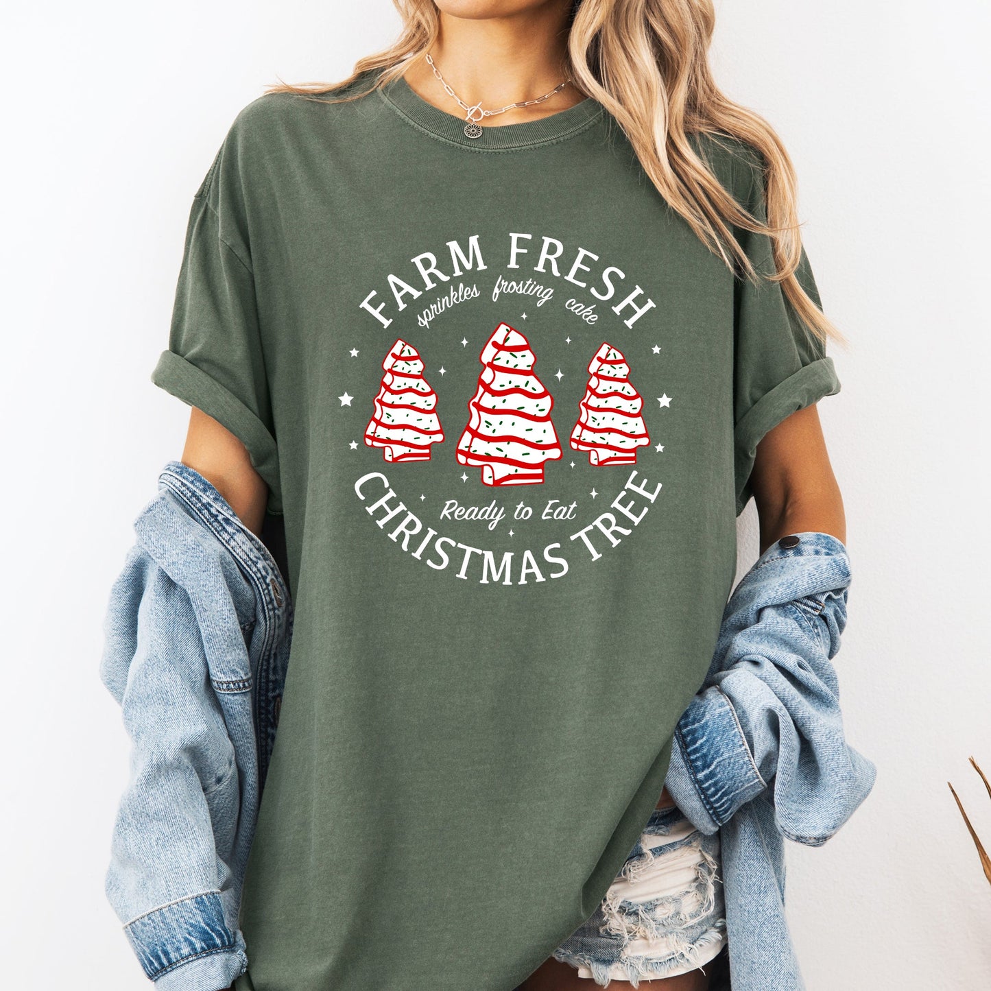 Farm Fresh Christmas Tree, Cake, Winter, Santa, Xmas Tshirt Comfort Colors T-Shirt