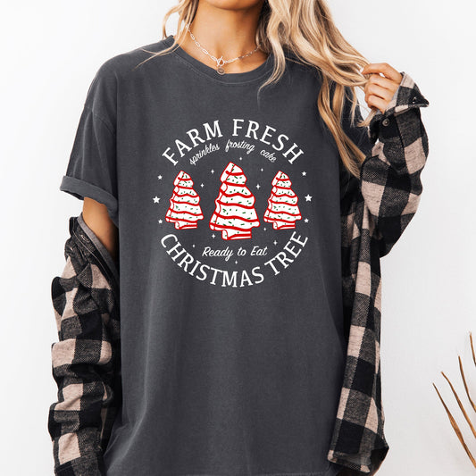 Farm Fresh Christmas Tree, Cake, Winter, Santa, Xmas Tshirt Comfort Colors T-Shirt