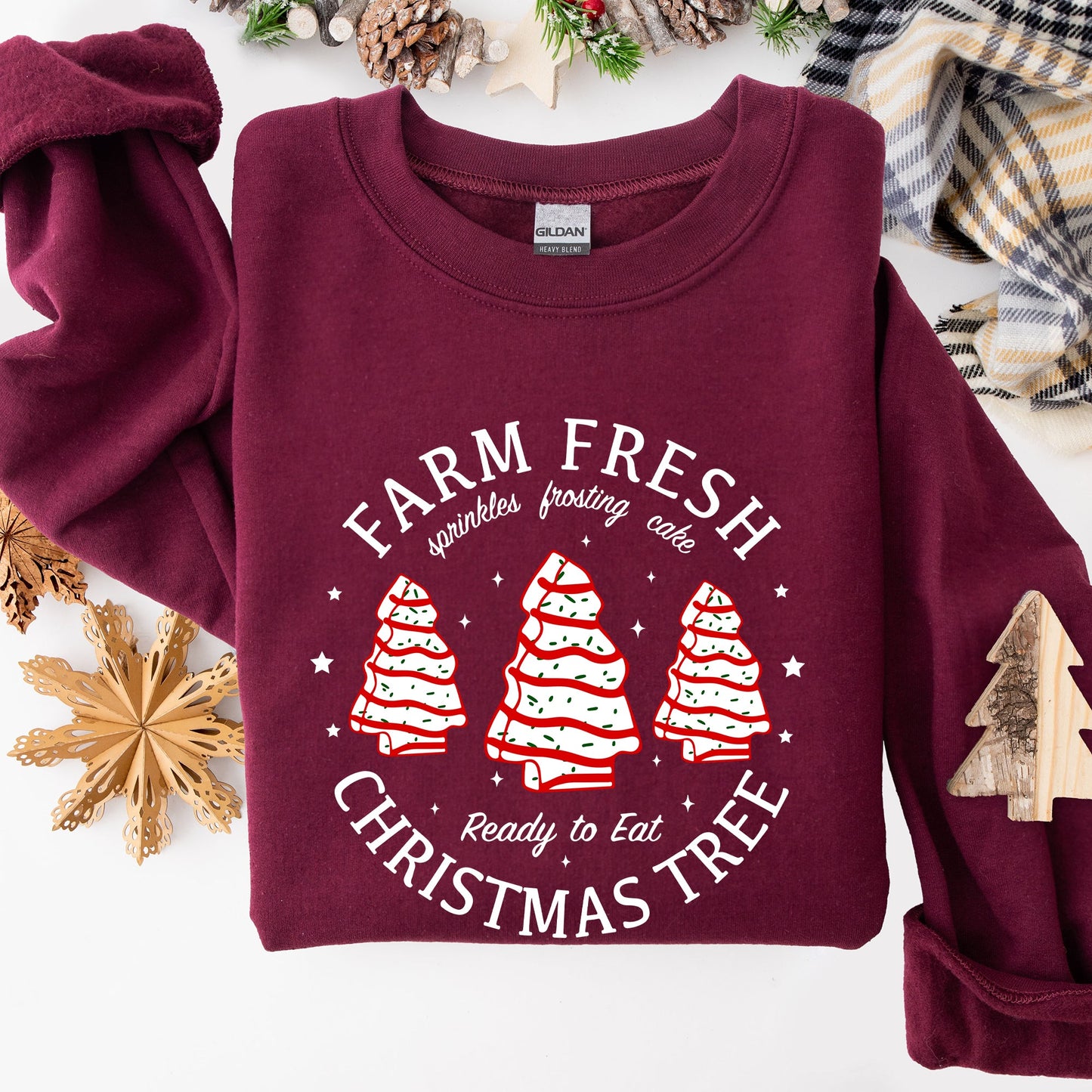 Farm Fresh Christmas Tree, Cake, Winter, Santa, Xmas Sweatshirt