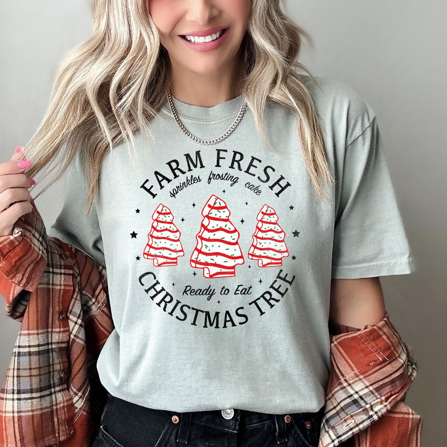 Farm Fresh Christmas Tree, Cakes, Little Debbit, Retro, Sweets Comfort Colors Tshirt