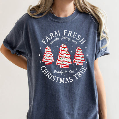 Farm Fresh Christmas Tree, Cakes, Little Debbit, Retro, Sweets Comfort Colors Tshirt