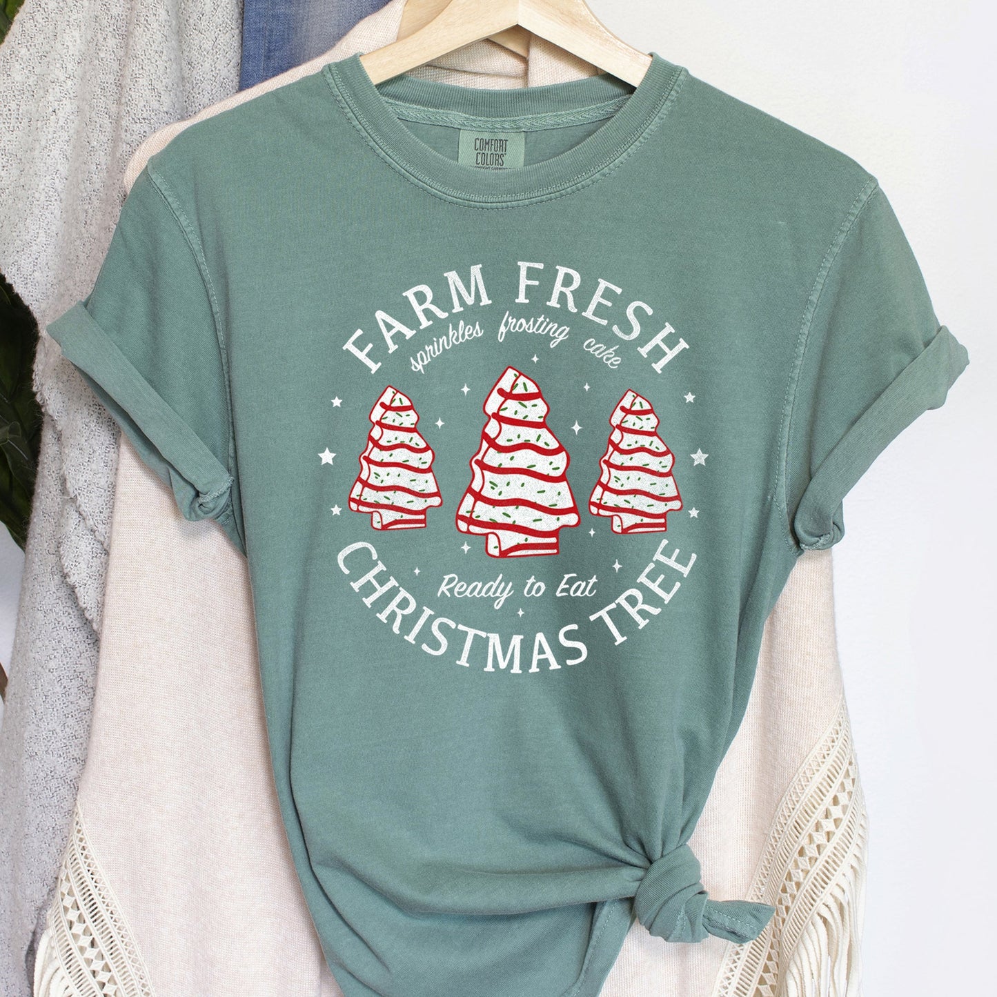 Farm Fresh Christmas Tree, Cakes, Little Debbit, Retro, Sweets Comfort Colors Tshirt