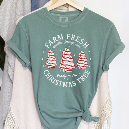 Farm Fresh Christmas Tree, Cakes, Little Debbit, Retro, Sweets Comfort Colors Tshirt