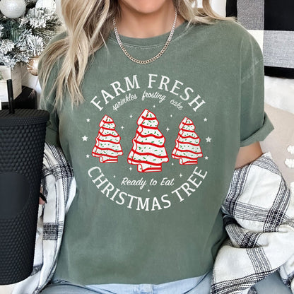 Farm Fresh Christmas Tree, Cakes, Little Debbit, Retro, Sweets Comfort Colors Tshirt