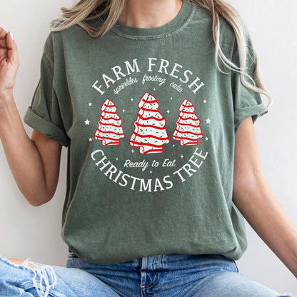 Farm Fresh Christmas Tree, Cakes, Little Debbit, Retro, Sweets Comfort Colors Tshirt