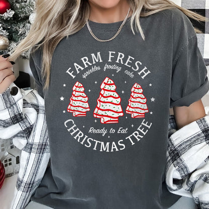 Farm Fresh Christmas Tree, Cakes, Little Debbit, Retro, Sweets Comfort Colors Tshirt