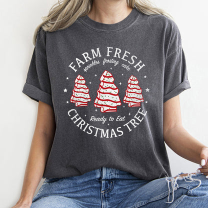 Farm Fresh Christmas Tree, Cakes, Little Debbit, Retro, Sweets Comfort Colors Tshirt