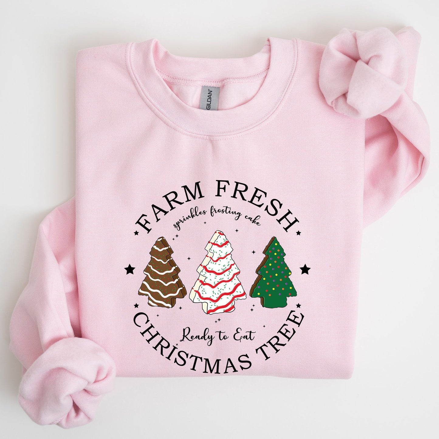 Farm Fresh Christmas Tree, White and Green Cakes, Winter, Santa, Xmas Sweatshirt
