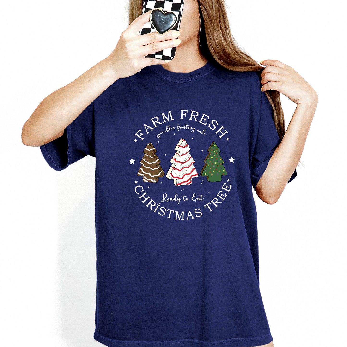 Farm Fresh Christmas Tree, White and Green Cakes, Winter, Santa, Xmas Tshirt Comfort Colors T-Shirt