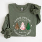 Farm Fresh Christmas Tree, White and Green Cakes, Winter, Santa, Xmas Sweatshirt