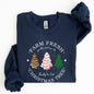 Farm Fresh Christmas Tree, White and Green Cakes, Winter, Santa, Xmas Sweatshirt
