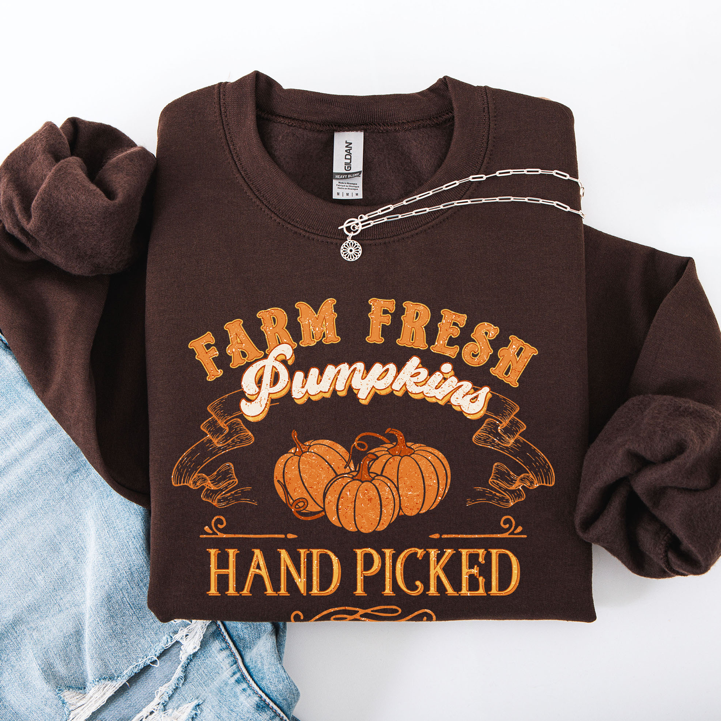 Farm Fresh Pumpkins, Hand Picked, Halloween, Fall, Autumn, Farm Sweatshirt