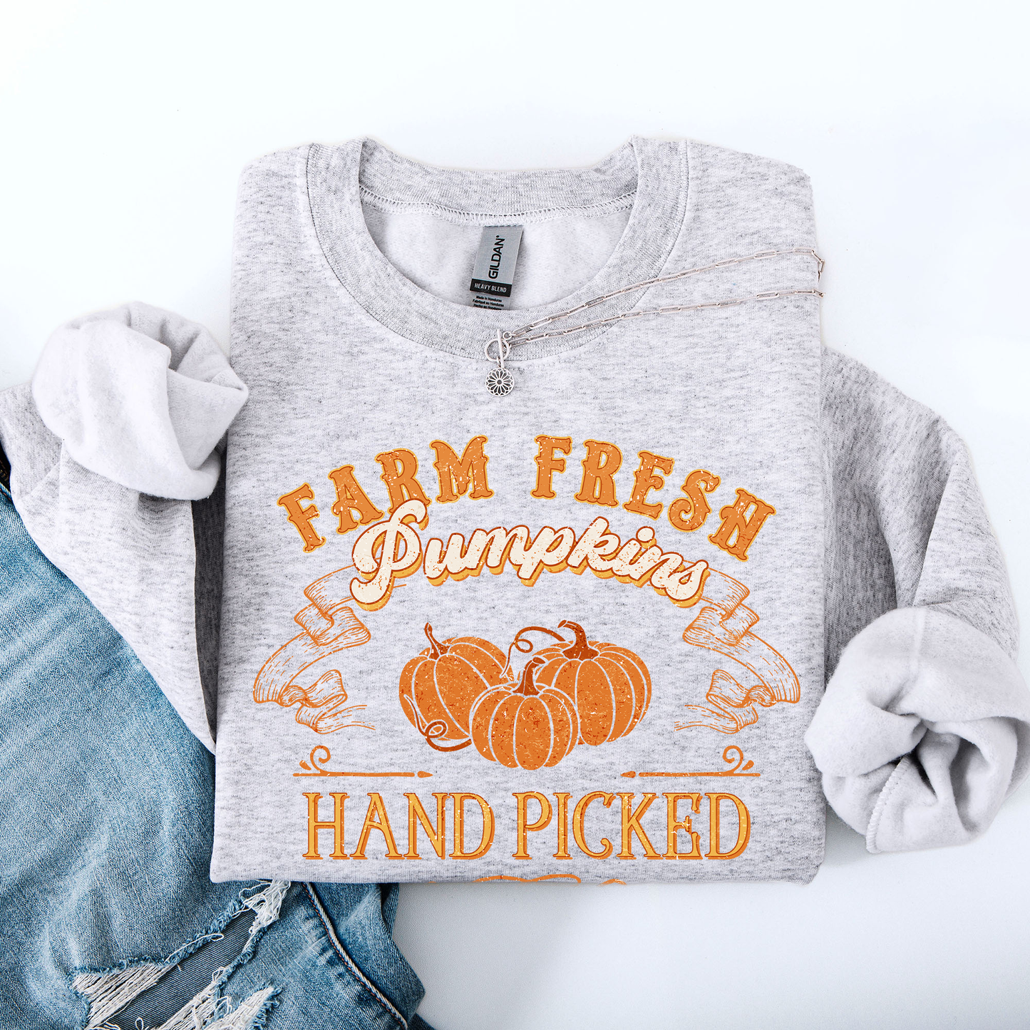Farm Fresh Pumpkins, Hand Picked, Halloween, Fall, Autumn, Farm Sweatshirt